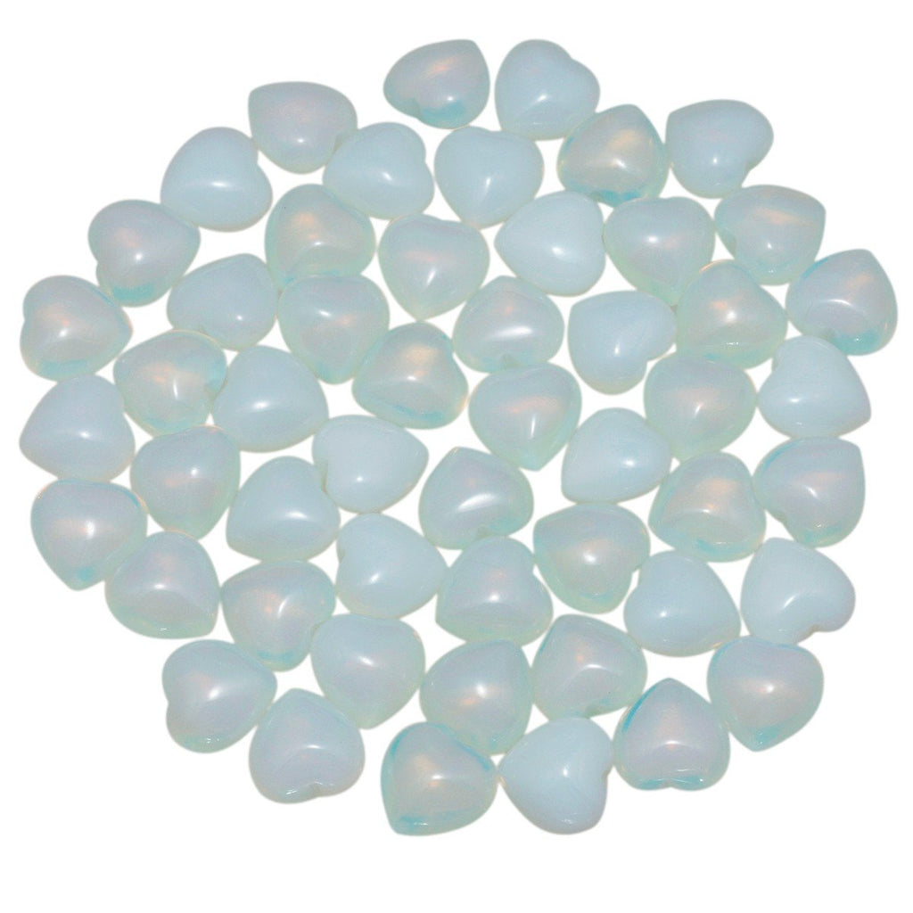 SUNYIK White Opalite Pocket Mini Puff Heart Worry Healing Palm Stone Pack of 10(0.5)
