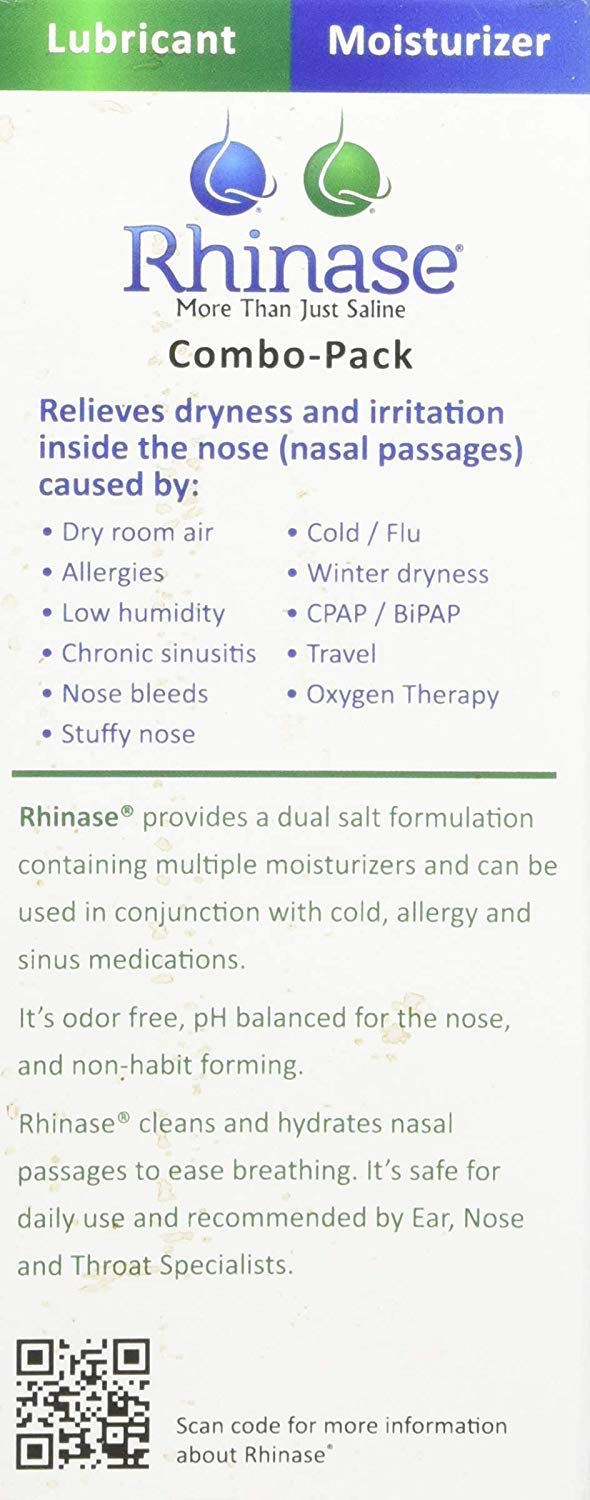 Rhinase Nasal Care Combo Pack - Nasal Gel (1 oz) & Saline Spray (1 oz) for Dryness, Allergy Relief & Nosebleed Prevention, Aloe-