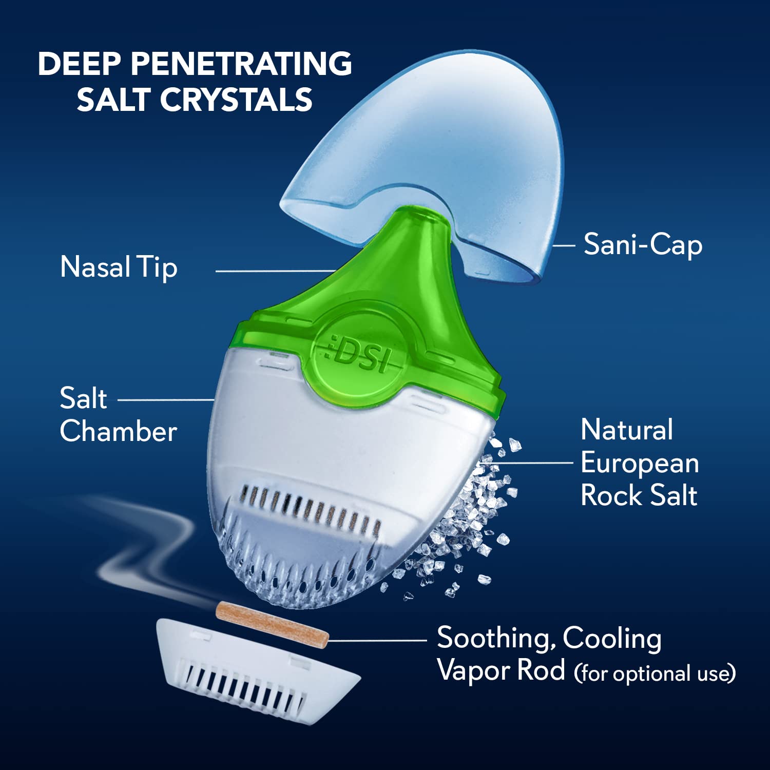 SinuCleanse Inhalo Nasal Dry Salt Inhaler, 100% All-Natural Deep Penetrating Salt Crystals Help You Breathe Easier