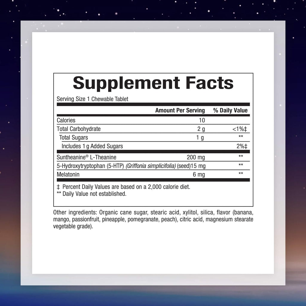 Natural Factors Stress-Relax Tranquil Sleep Extra Strength, with Suntheanine L-Theanine, 5-HTP, Melatonin, 60 Tablets