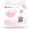 SUNKISS Masterpiece Adult Diapers with Tabs, Unisex Disposable Incontinence Briefs for Women and Men, Odor Control, Pink, Small/