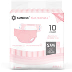 SUNKISS Masterpiece Adult Diapers with Tabs, Unisex Disposable Incontinence Briefs for Women and Men, Odor Control, Pink, Small/