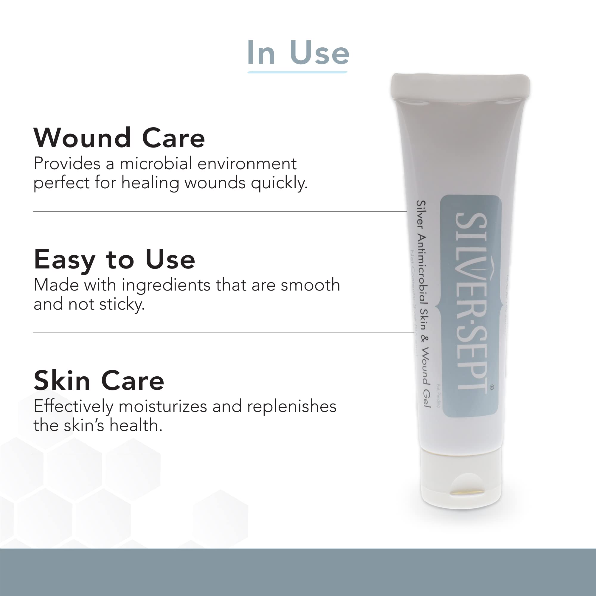 Silver-Sept Silver Skin and Wound Gel, 3 oz. Tube for Foot and Leg Ulcer Treatment, 1st and 2nd Degree Burn Care