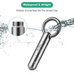 TISUR Small Keychain Pill Holder, Titanium Pill Case Waterproof Pill Fob for Travel Purse Pocket Pill Container Box,Small Pill O
