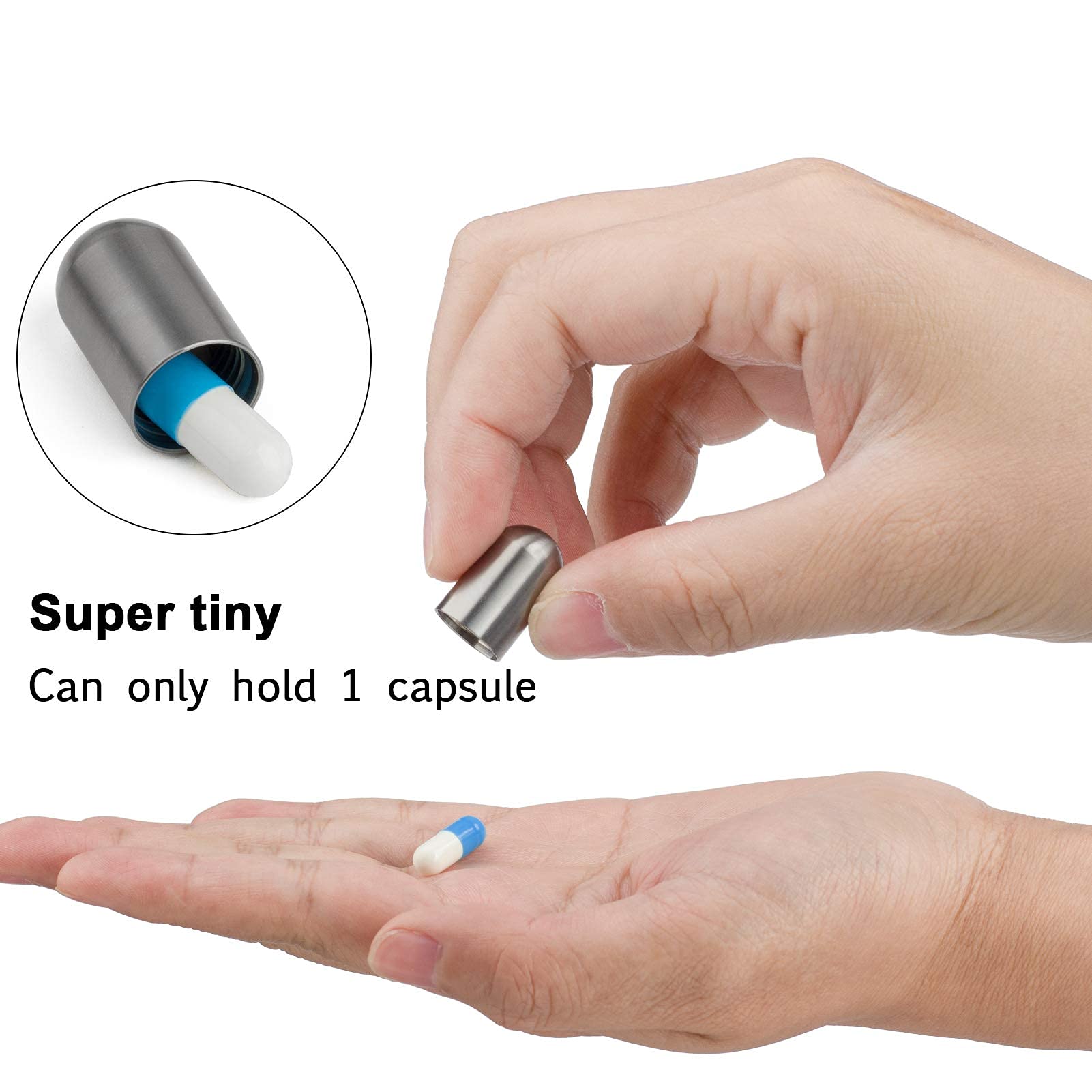 TISUR Titanium Pill Case with 28 Necklace Chain,Micro Keychain Pill Holder.Waterproof Pill Fob for Emergency Aspirin & Nitrogl