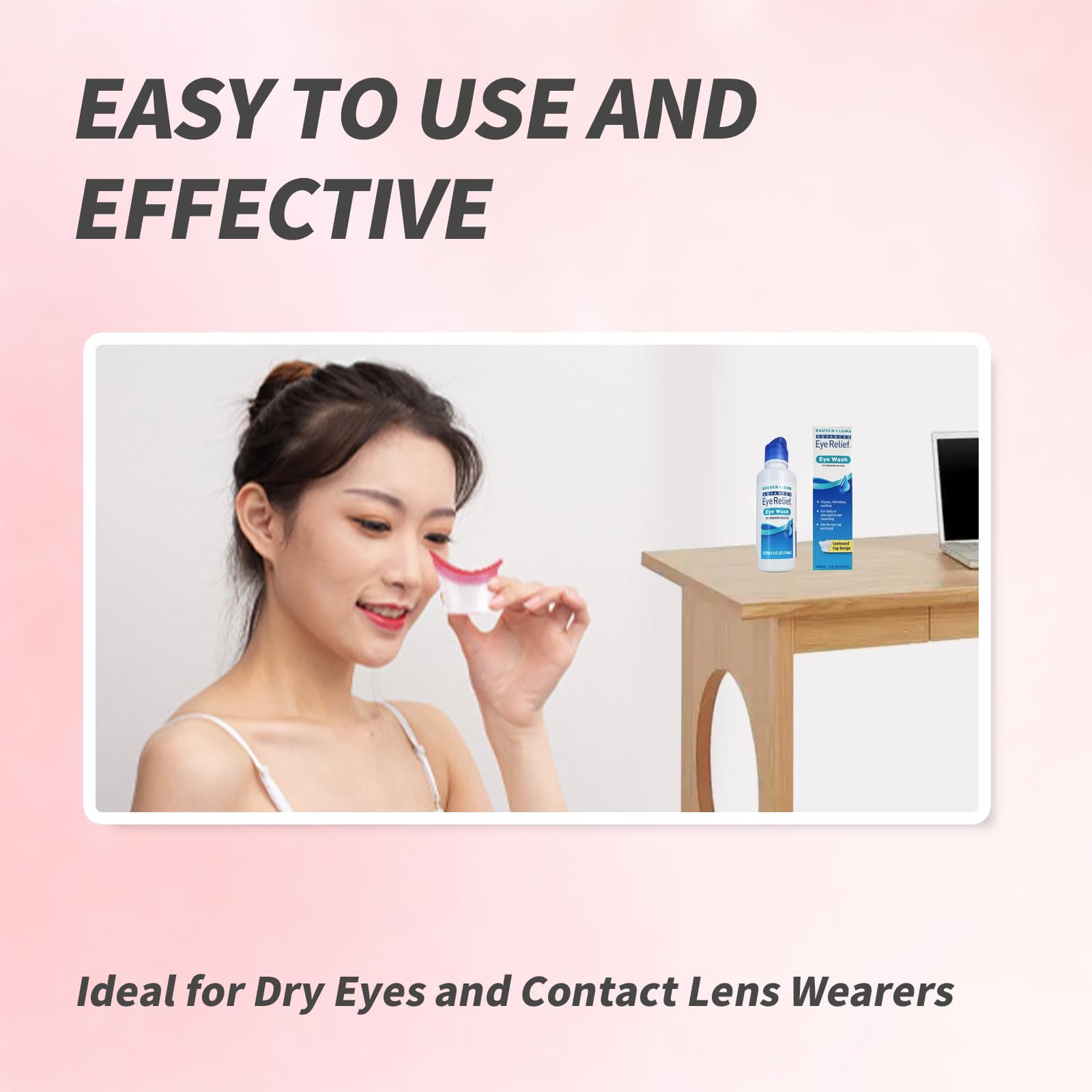 BRBASAP Eye Wash Cup 4Pack Eye Wash Kit Bath Kit Silicone Eyelash Lid Care for Tired Dry Eyes Effective Eye Cleaner Solution wit