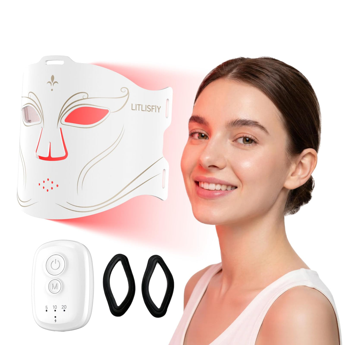 LED Face Mask Light Therapy, Wireless Red Light Therapy Mask, 400 LEDs