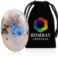 Rainbow Moonstone Worry Stone - Genuine Polished Palm Crystal for Stress & Anxiety Relief, Meditation Thumb Stone Gift for Mindf