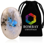 Rainbow Moonstone Worry Stone - Genuine Polished Palm Crystal for Stress & Anxiety Relief, Meditation Thumb Stone Gift for Mindf