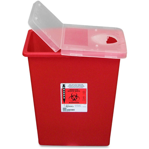 Covidien Kendall Sharps Containers with Hinged Lid - 8 gal Capacity - 17.5'' Height x 15.5'' Width x 11'' Depth - Red - 1 Each