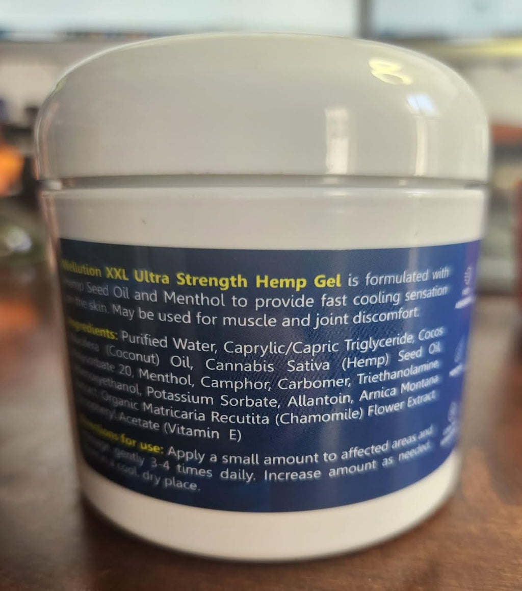Wellution Hemp Gel - 2,500,000 MCG - (4 Oz) with Hemp Oil Extract, Arnica, Coconut Oil, and Menthol - Made in USA