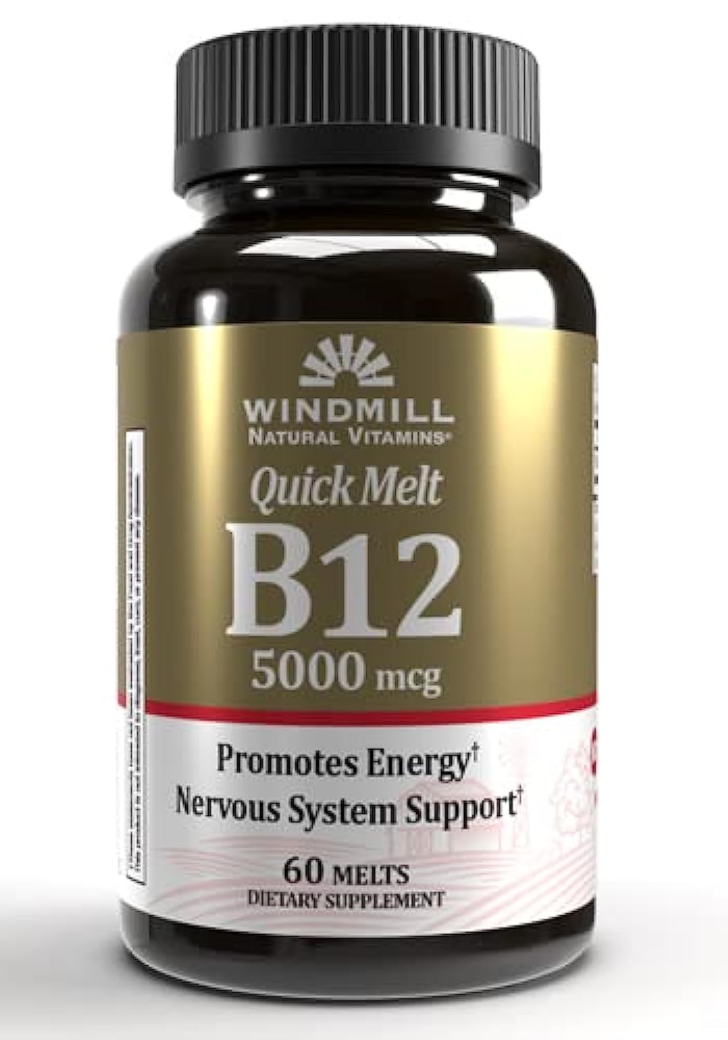 Windmill Quick Melt Vitamin B-12 5000 Mcg Dietary Supplement, 60 Count (1)