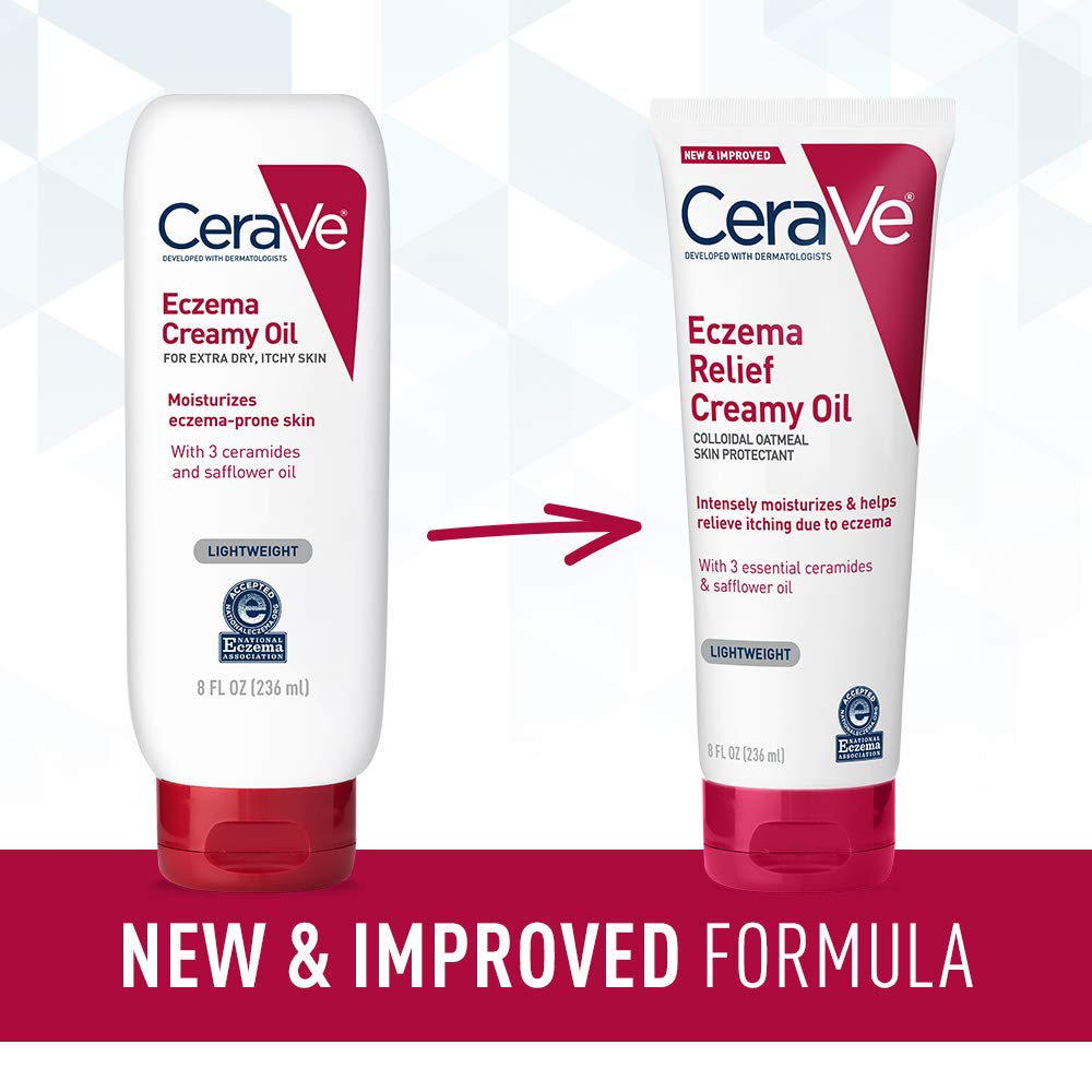 Cerave Eczema Relief Creamy Body Oil | Anti Itch Cream for Eczema & Moisturizer for Dry Skin with Colloidal Oatmeal, Ceramides a