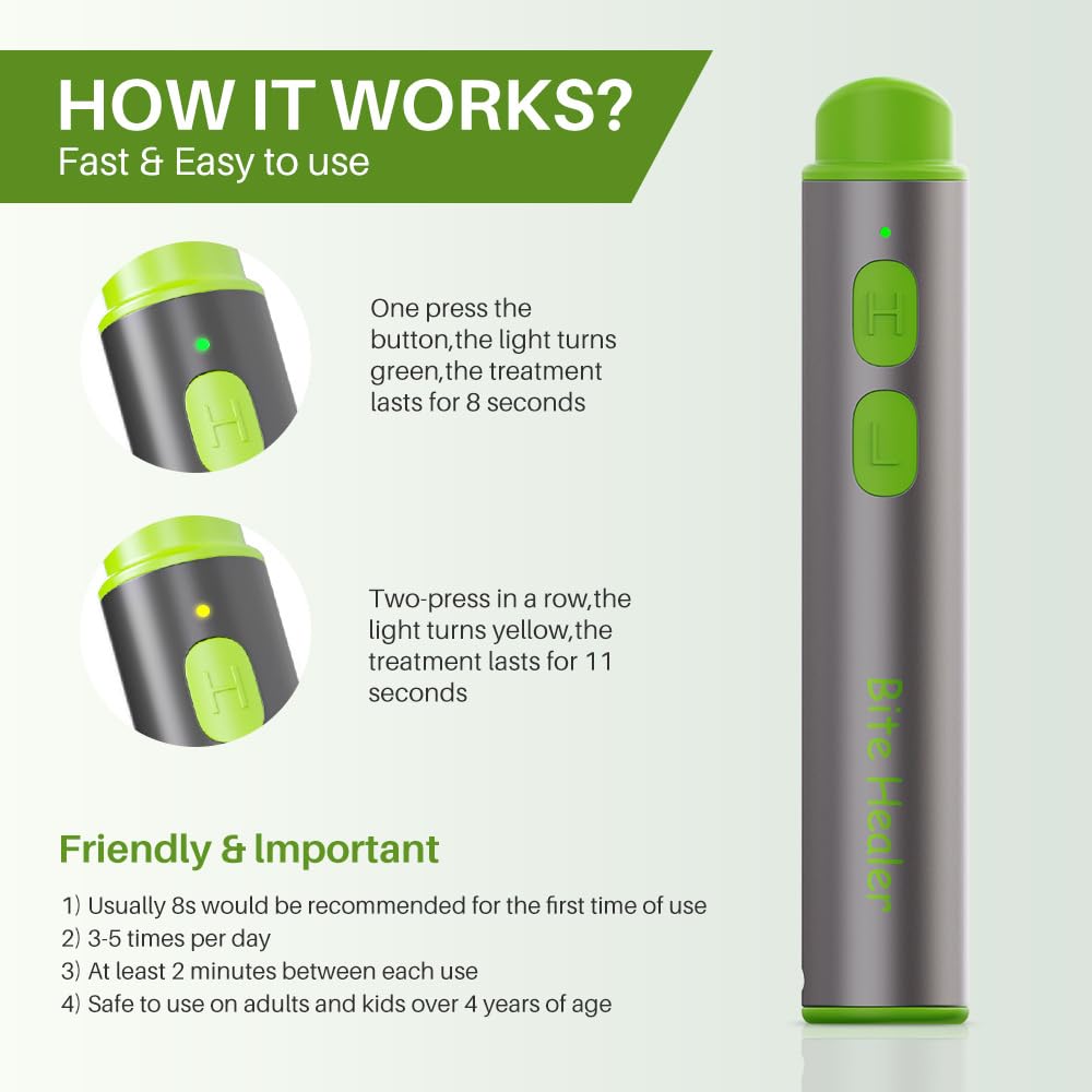 Bug Bite Relief with Suction Tool and Heat Mosquito Itch Relief-Insect Sting&2-in-1 Bite Relief Rechargeable Bug Bite Sucker and