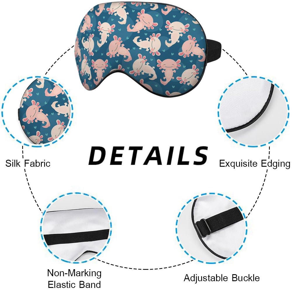 NOHSHE Axolotl Hawaii Sleep Eye Mask Cute Animal Heart Dot Pink Blue Silk Eye Mask Sleeping Soft Eye Shade Cover for Men Women B