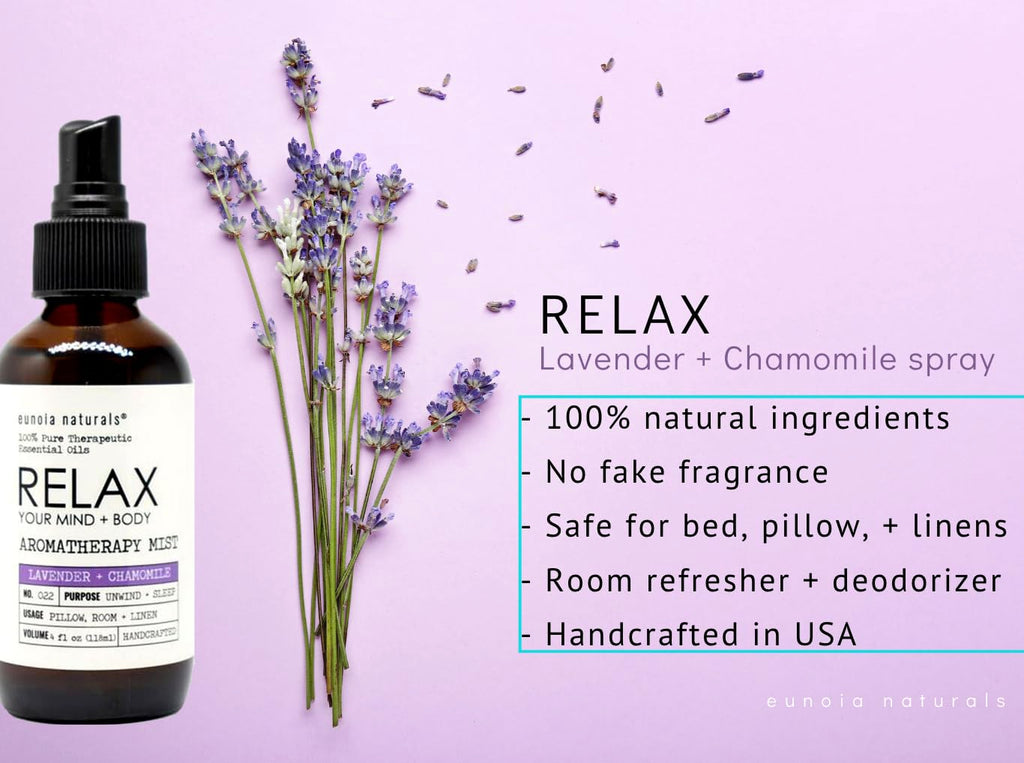 The Original Relax Lavender Sleep Aromatherapy Mist, All Natural Lavender Pillow Spray, Lavender & Chamomile Oils, Breath Easy t
