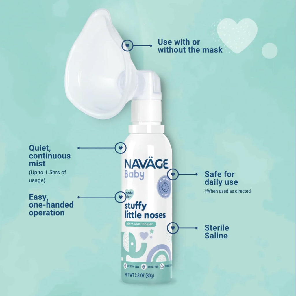 Navage Baby Micro-Mist Saline Inhaler - Baby Saline Nasal Spray Mist for Baby Congestion Relief - Pediatrician Recommended Baby