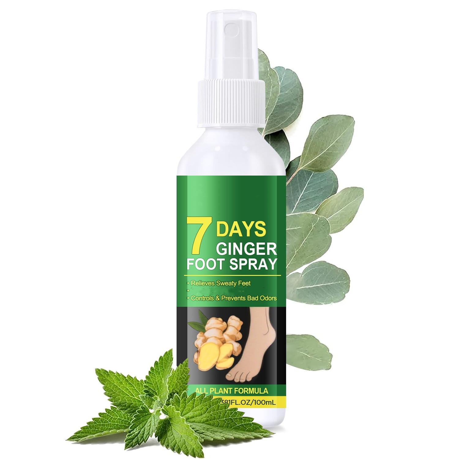 7 Days Ginger Foot Spray - Control & Callus Care, Natural Ginger Nail Treatment - Soothing Formula - Removes, Controls & Prevent