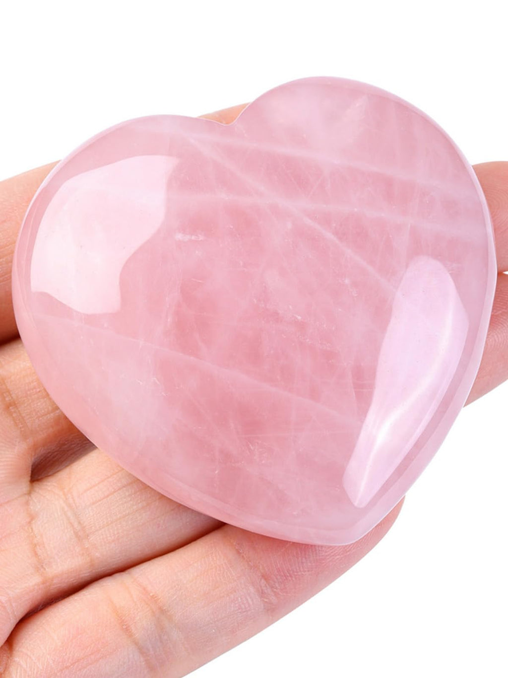 Jovivi 60mm Large Rose Quartz Crystal Heart Healing Crystals Heart Stones Polished Pocket Love Gemstones Chakra Reiki Energy Bal