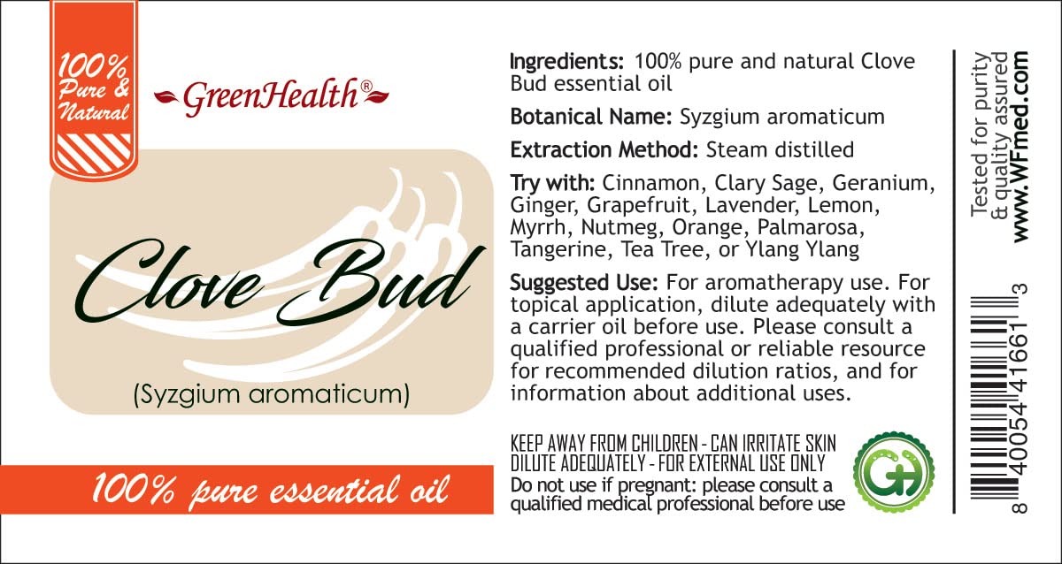 1 fl oz Clove Essential Oil (100% Pure & Uncut) - GreenHealth