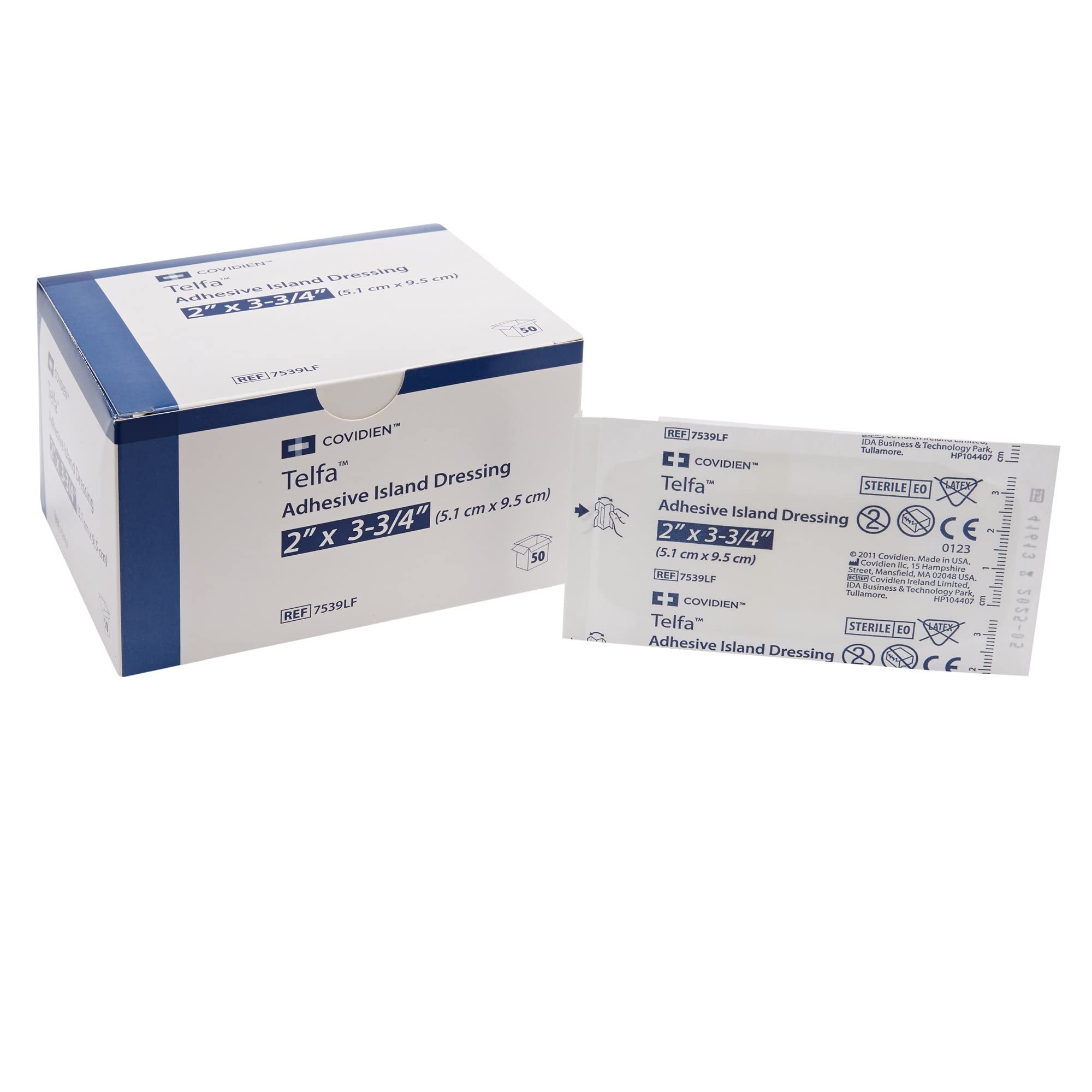 7539Lf Telfa Island Wound Dressing, Latex Free, Sterile Gauze 2 X 3-3/4, Adherent 50per Box. 7539Lf by