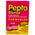 Pepto-Bismol 5 Symptoms Digestive Relief Chewable Tablets, Cherry 30 ea (Pack of 12)