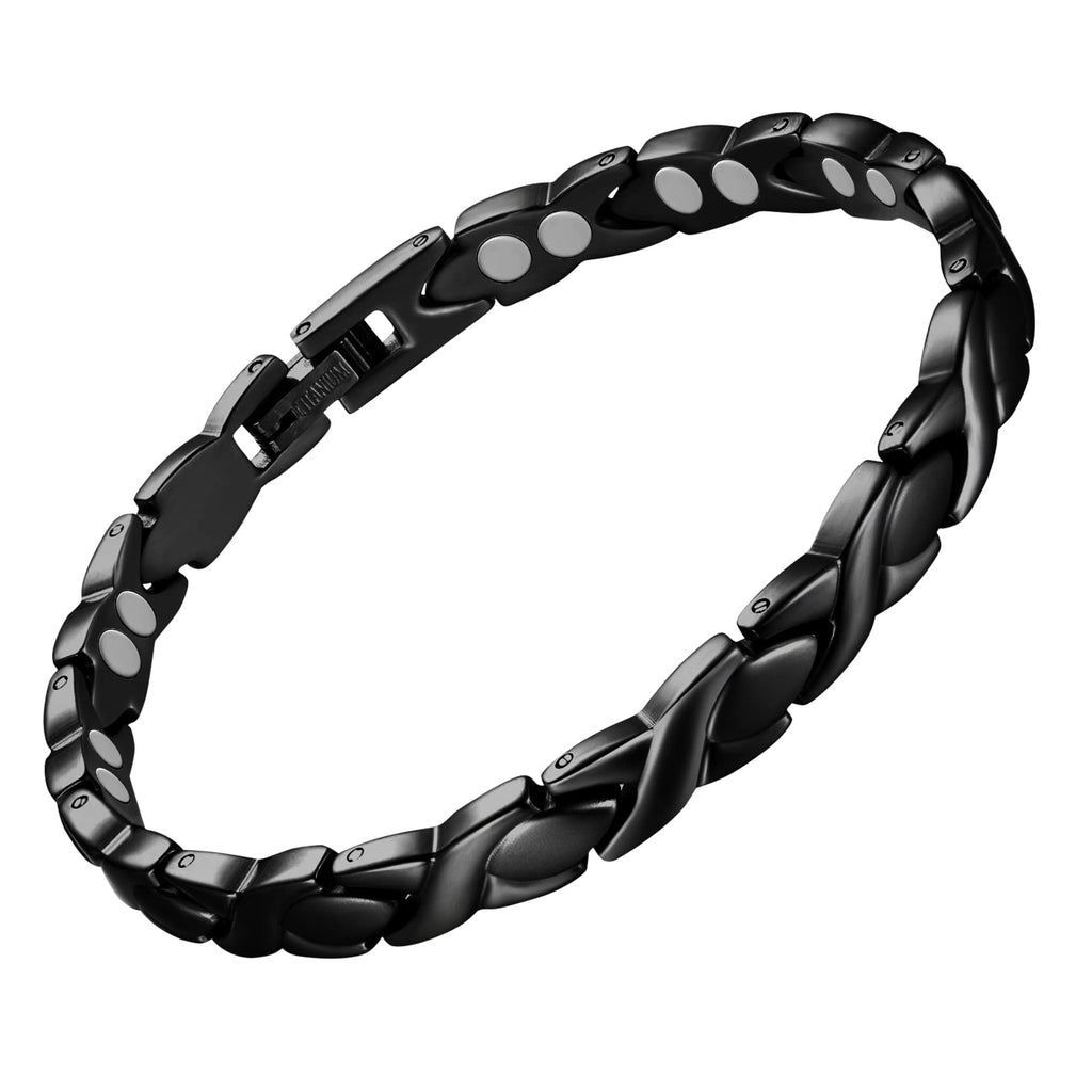 Feraco Magnetic Bracelet for Women Titanium Steel Magnetic Therapy Bracelet with Neodymium Magnets, Unique X Shape Links (Silver