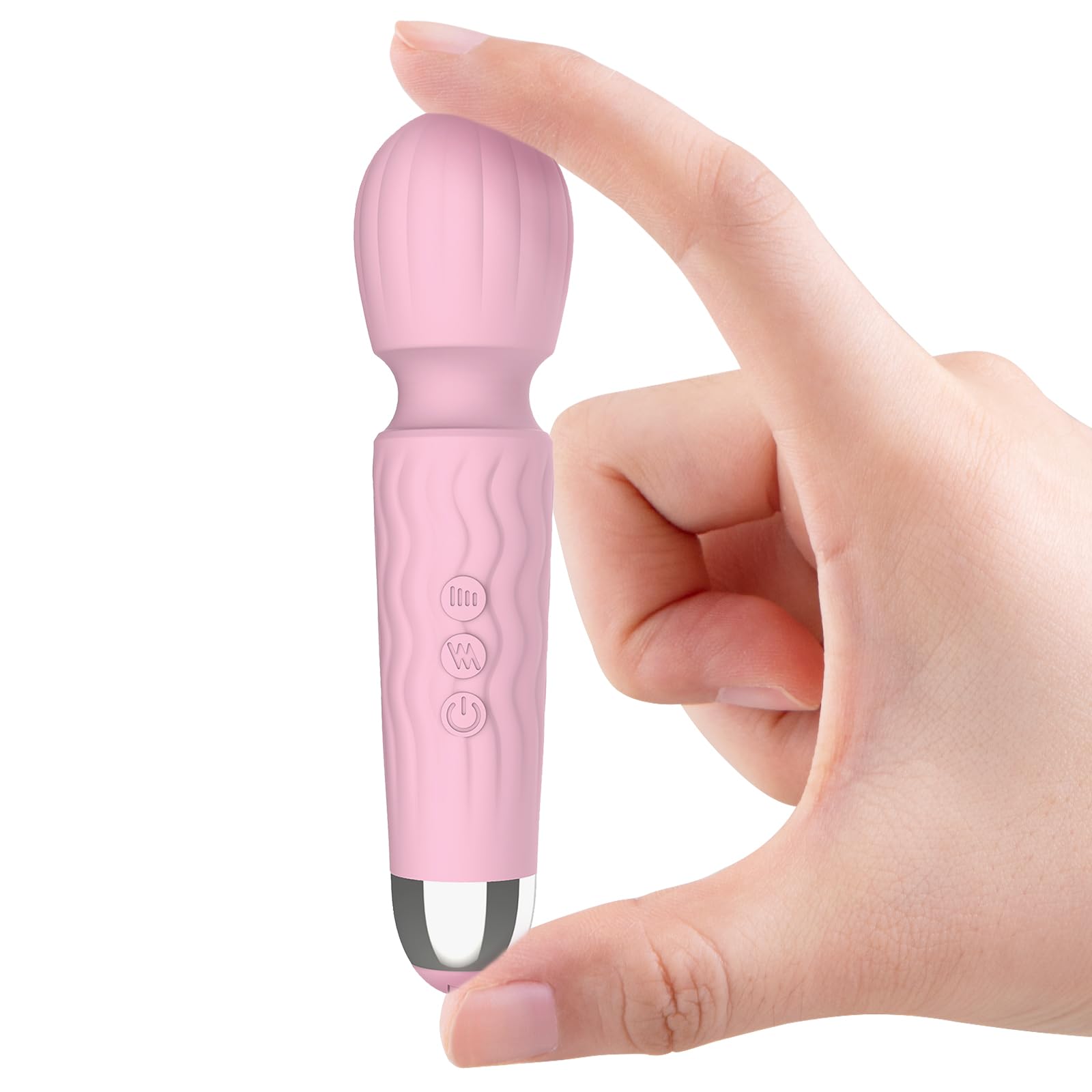 MANFLY Rechargeable Travel Mini Home Massage Tool, Handheld Quiet Powerful Neck Muscle Massager (Pink)