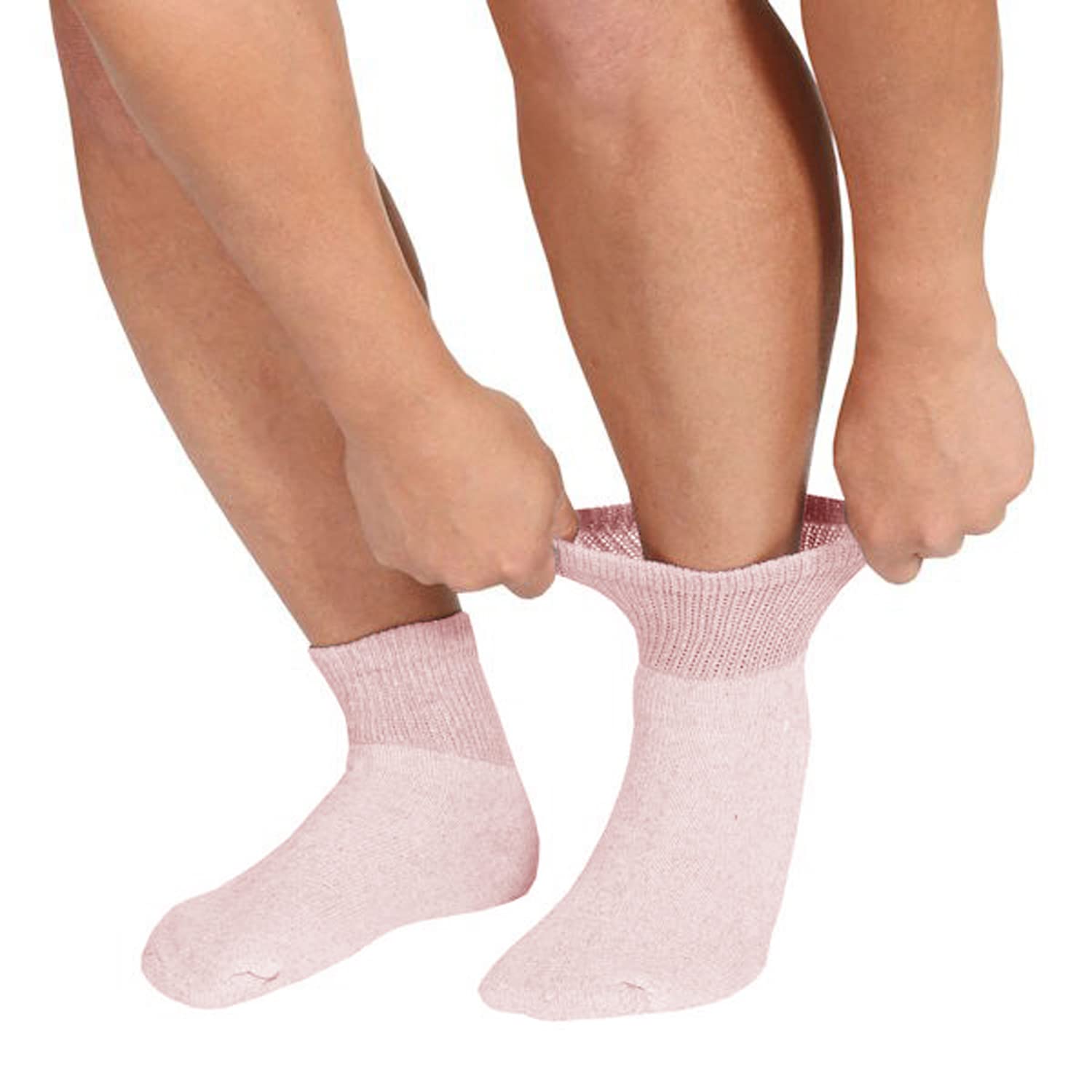 TZ Promise Women 6 Pairs Quarter Ankle Circulatory Diabetic Socks, Non Binding Top,Size 9-11