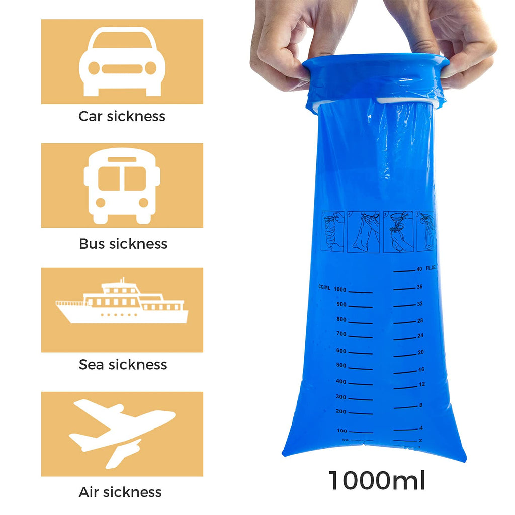CDThinkingU Emesis Bags Disposable for Car Kids Adult, 30 Pack Leak Resistant Vomit Bag -1000ML Medical Grade Pure Barf hrow Up
