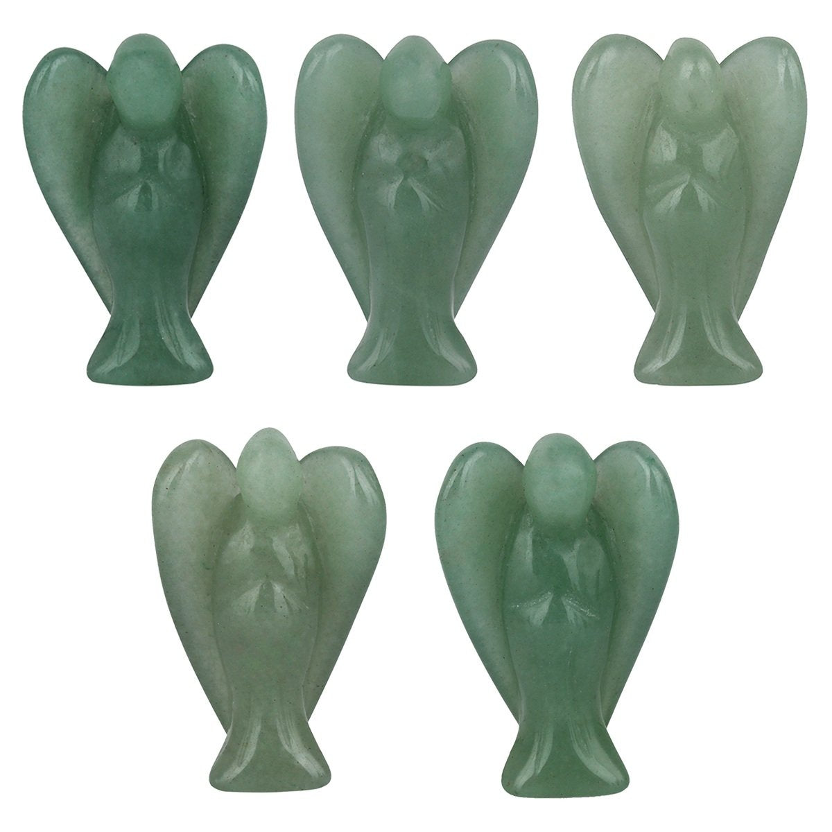 mookaitedecor Set of 5 Assorted Crystal Angel Figurines, 1.5 inch Mini Guardian Angel Statue Carving Pocket Stone Sculpture for