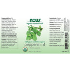 NOW Essential Oils, Organic Peppermint Oil, Invigorating Aromatherapy Scent, Steam Distilled, 100% Pure, Vegan, Child Resistant