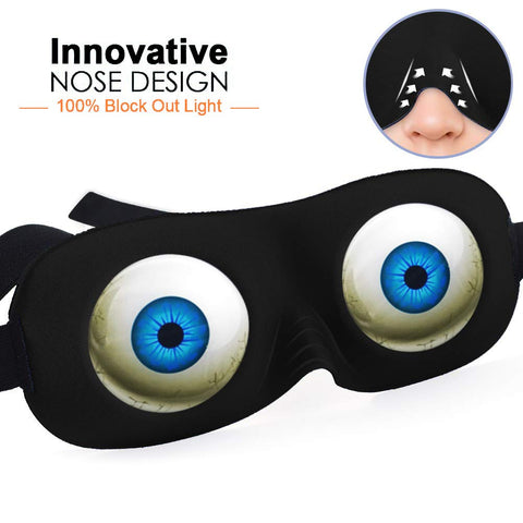 Tphon Eye Sleep Mask Funny Blindfold for Women Men Kid, Upgraded 3D Contoured 100% Blackout Sleeping Mask with Adjustable Strap,