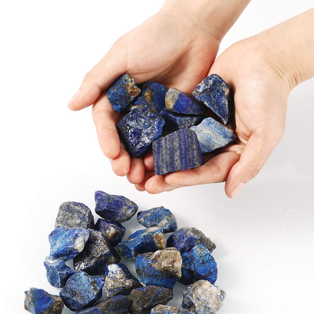 Bingcute 1lb Bulk Raw Rough Lapis Lazuli Stones Raw Natural Stones for Tumbling,Cabbing,Polishing,Wire Wrapping,Gem Mining, Wicc
