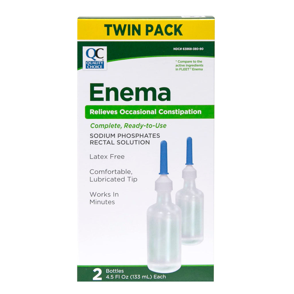 Quality Choice Enema Twin Pack, Relieves Occasional Constipation, Complete & Ready to Use, Sodium Phosphates Rectal Solution, La