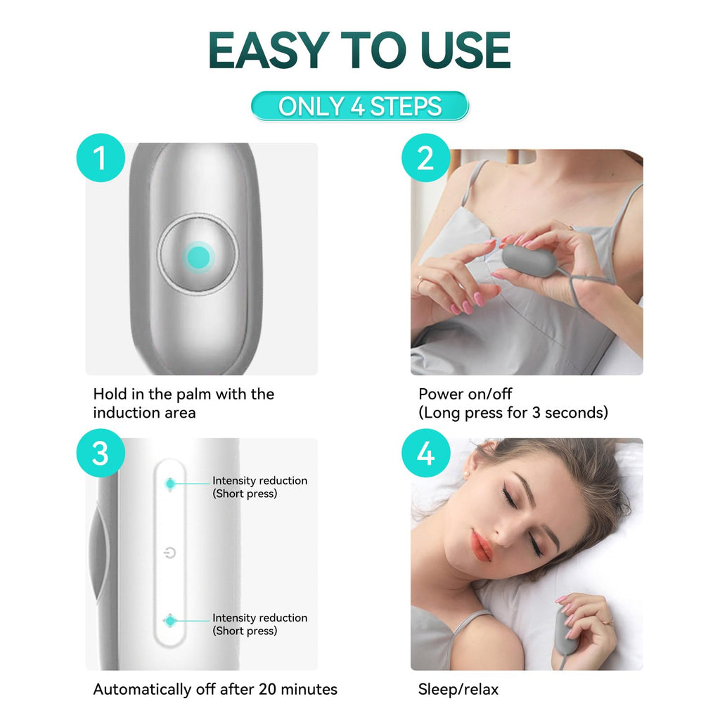Cahot Sleep aid Device, Micro-Current Calm Carry Anxiety Device, Rechargeable Calm Carry for Anxiety, Portable Device (Silver)