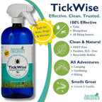 3 Moms Organics TickWise Insect Repellent, 32oz Extra Strength - DEET- Free, Tick and Insect Repellent, Plant Based Essential Oi