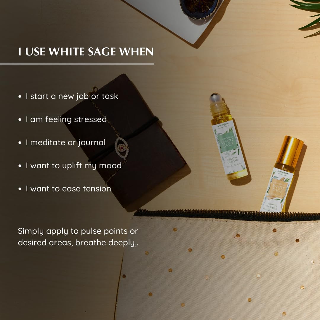 Californian White Sage Essential Oil Roll-On Blend by Aromafume | 10ml/0.33 fl oz | Aromatherapy Oil for Cleansing Negative Ener