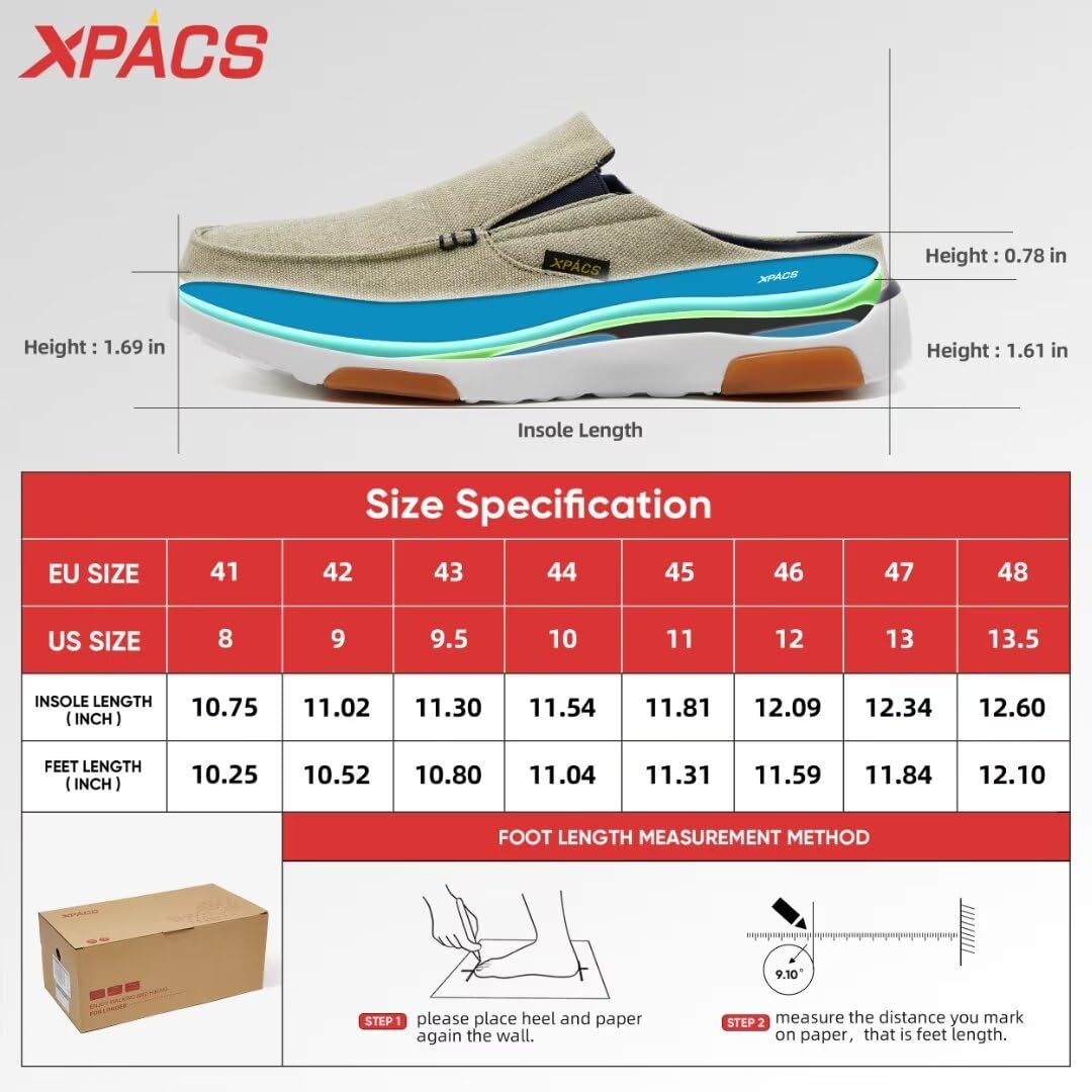 XPACS Mens Comfortable Orthotic Slip-Ons Loafers with Arch Support, Best Stylish Supportive Walking Slippers Relief for Feet, El