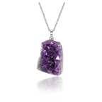 Jovivi Natural Amethyst Cluster Crystal Necklace for Women Men,Irregular Raw Rough Amethyst Quartz Stone Pendant Necklace Jewelr
