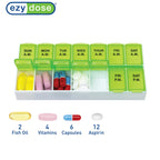 EZY DOSE Weekly (7-Day) AM/PM Pill Case, Medicine Planner, Vitamin Organizer, Medium Compartments, 2 Times a Day, Color May Vary