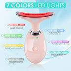 Facial Massager Red-Light-Therapy-for-Face and Neck, Face ?? culpting Wand with 7 Color (Bright Pink)