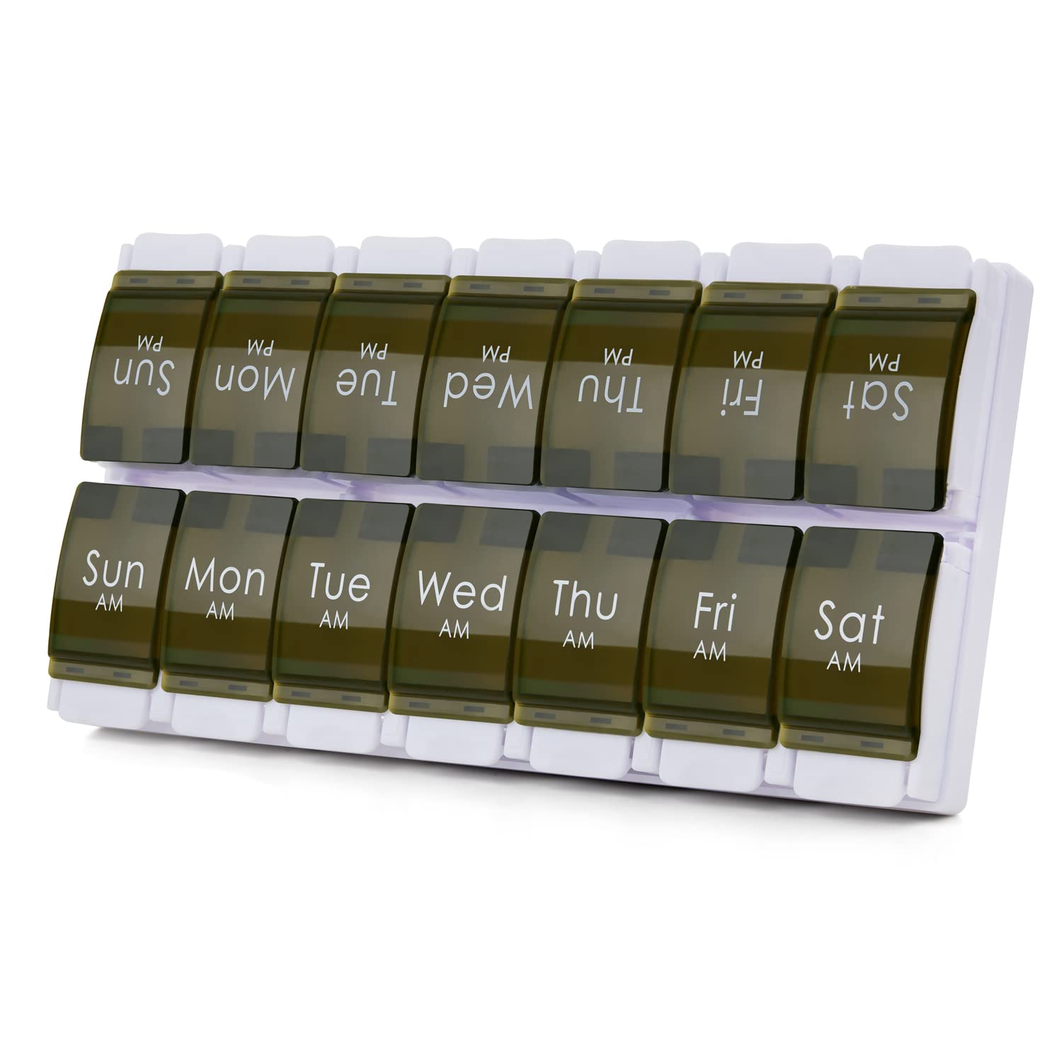 2 Week Pill Box, MOLN HYMY 7 Day Pill Organizer 2 Times a Day, Weekly Pill Container to Hold Medication, Vitamins Fish Oils (Gre