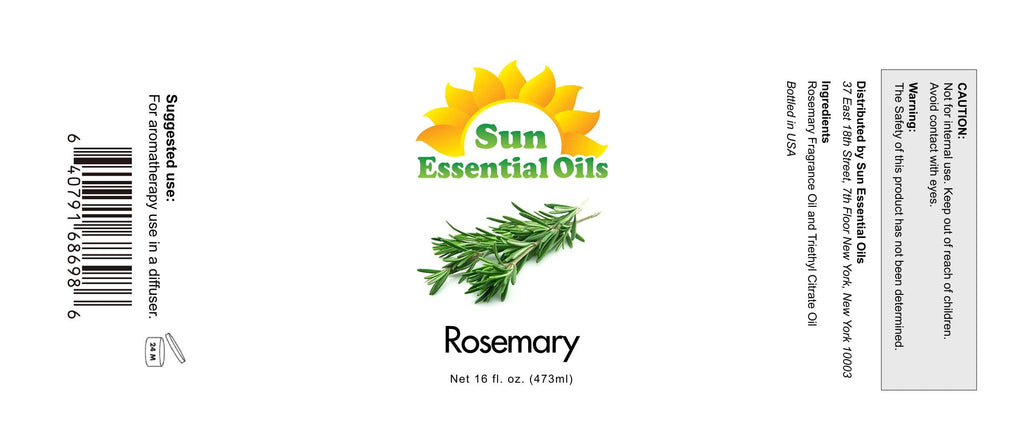 Sun Essential Oils - 16 oz Rosemary Essential Oil for Hair Growth, Skin, Scalp - Drops for Diffuser, Humidifier & Aromatherapy M