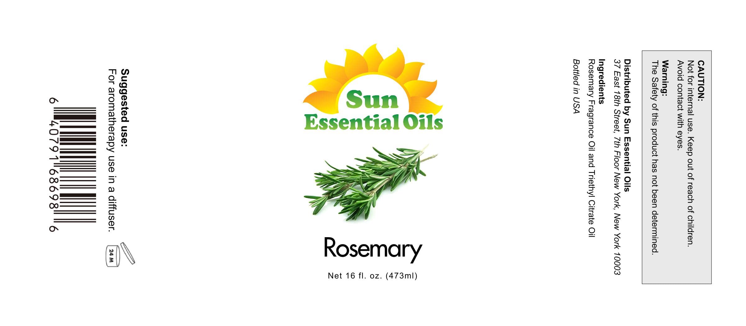 Sun Essential Oils - 16 oz Rosemary Essential Oil for Hair Growth, Skin, Scalp - Drops for Diffuser, Humidifier & Aromatherapy M
