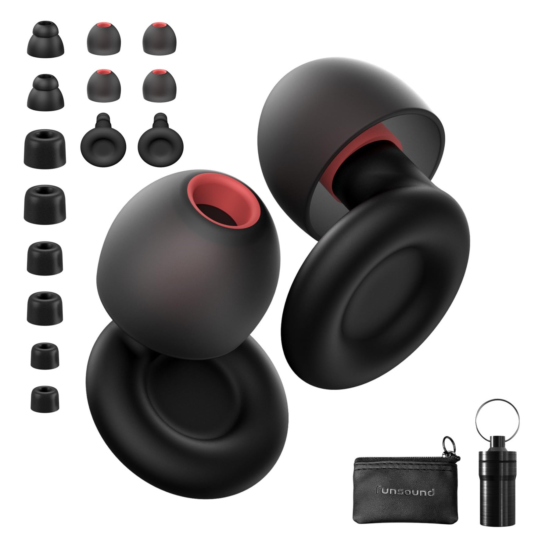 Ear Plugs for Sleeping Noise Reduction Reuseable, Concerts, Focus, Travel, Work, High Fidelity- 7 Pair Eartips - Flexible Soft-T