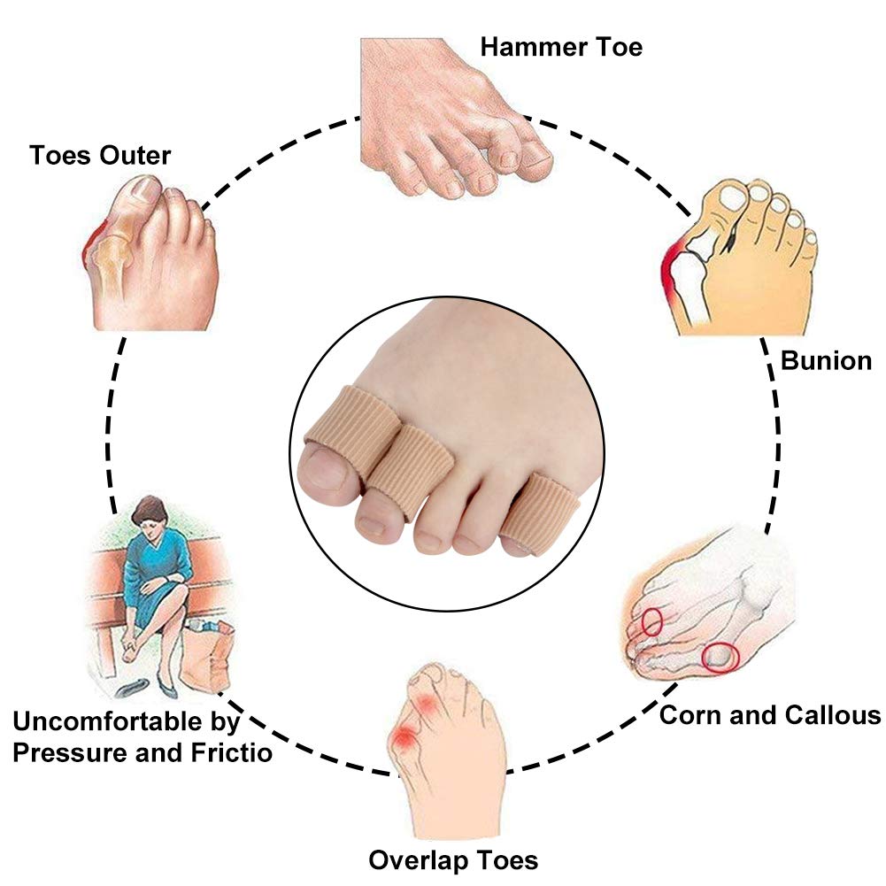 26 Pieces Toe Cushion Tube 0.98 Inches Toe Tubes Sleeves 3 Different Size Soft Gel Corn Pad Protectors for Cushions Corns,Bliste