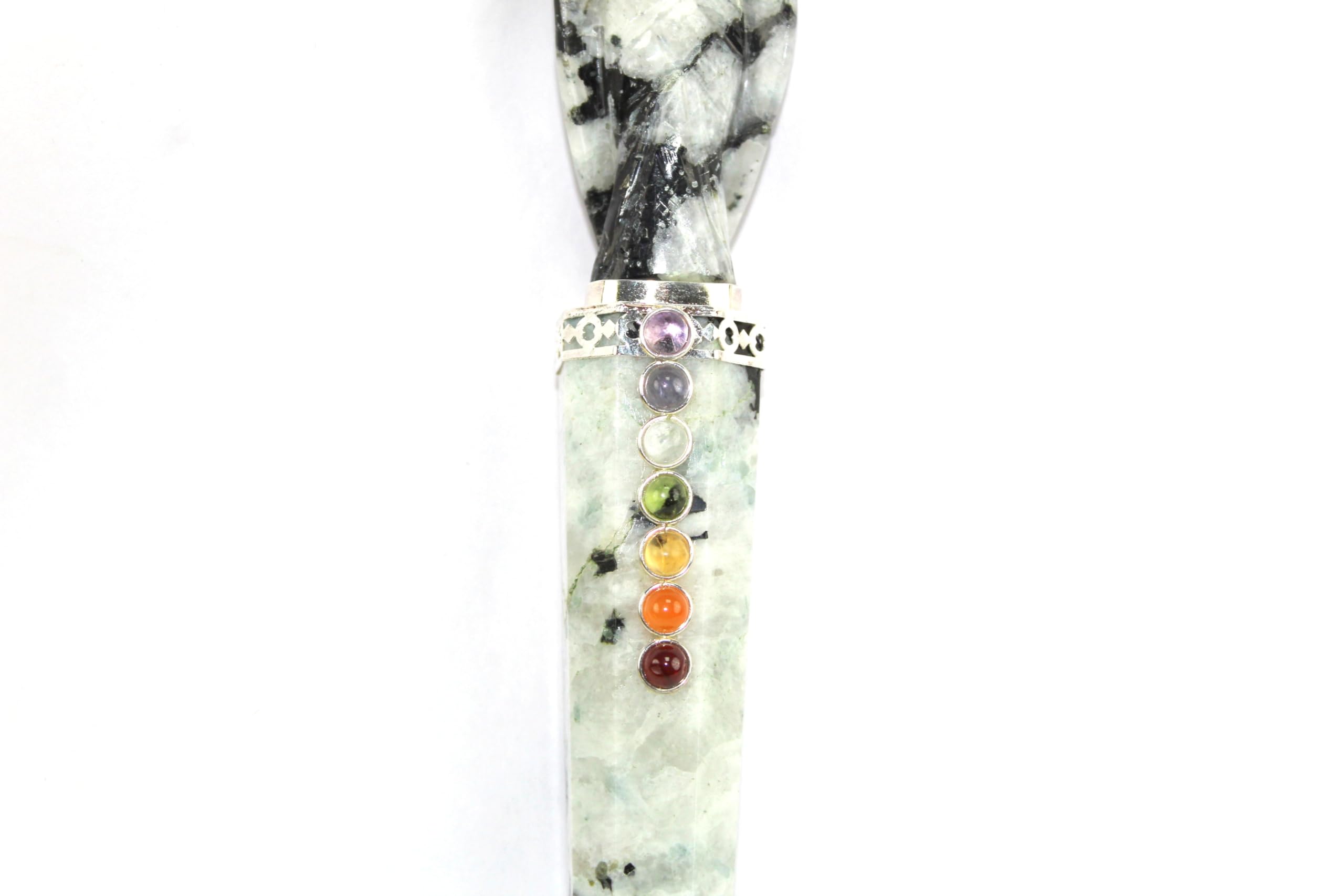 Jet Energized Rainbow Moonstone Angel Chakra Wand Stick Approx. 5-5.5 inch Charged Cleansed Programmed Pure Genuine Stick HANDCA