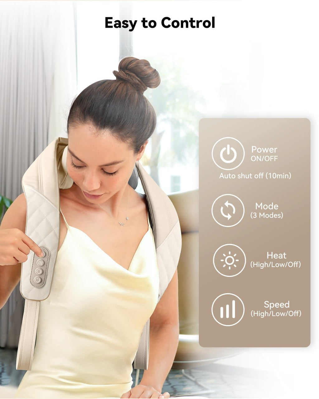 Snailax Cordless Neck Massager with Heat, Shiatsu Neck and Shoulder Massager for Deep Tissue, Kneading Back Massage Pillow for L