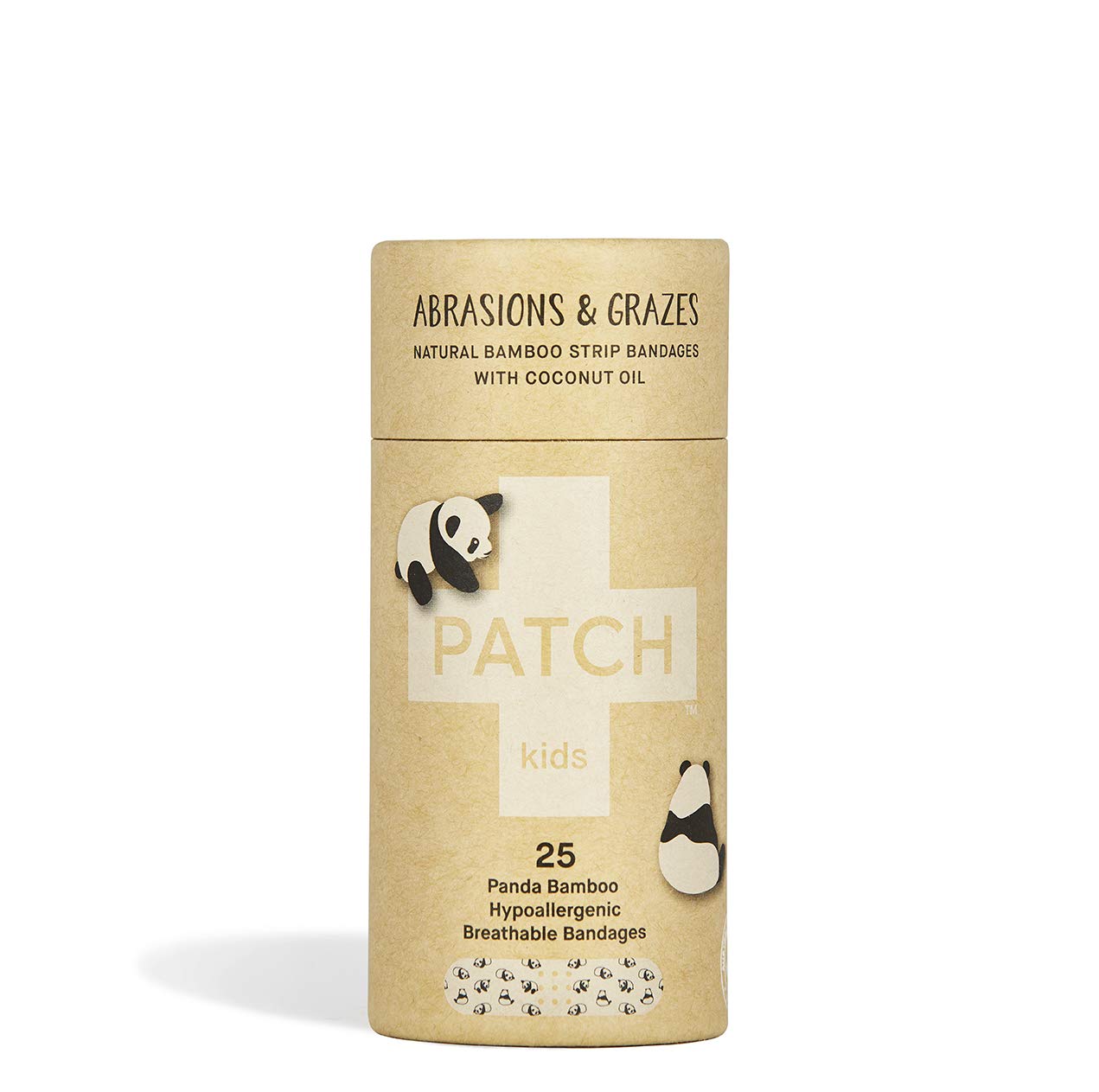 Patch Kids Kid Design (Pandas) Bamboo/Coconut Oil Adhesive Bandage Sterile .75 x 3 25 Container